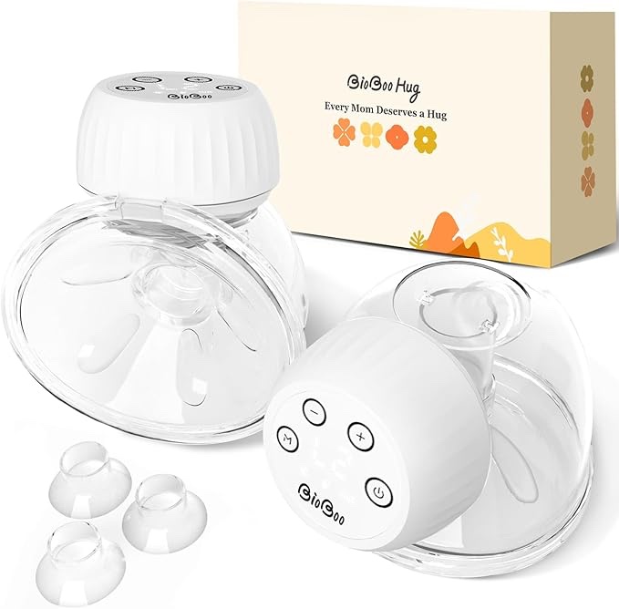Bio Bio Hug Breast Pump Hands Free, Spa-Level Hands Free Breast Pump, Double-Sealed Flower Flange - 24mm, 2