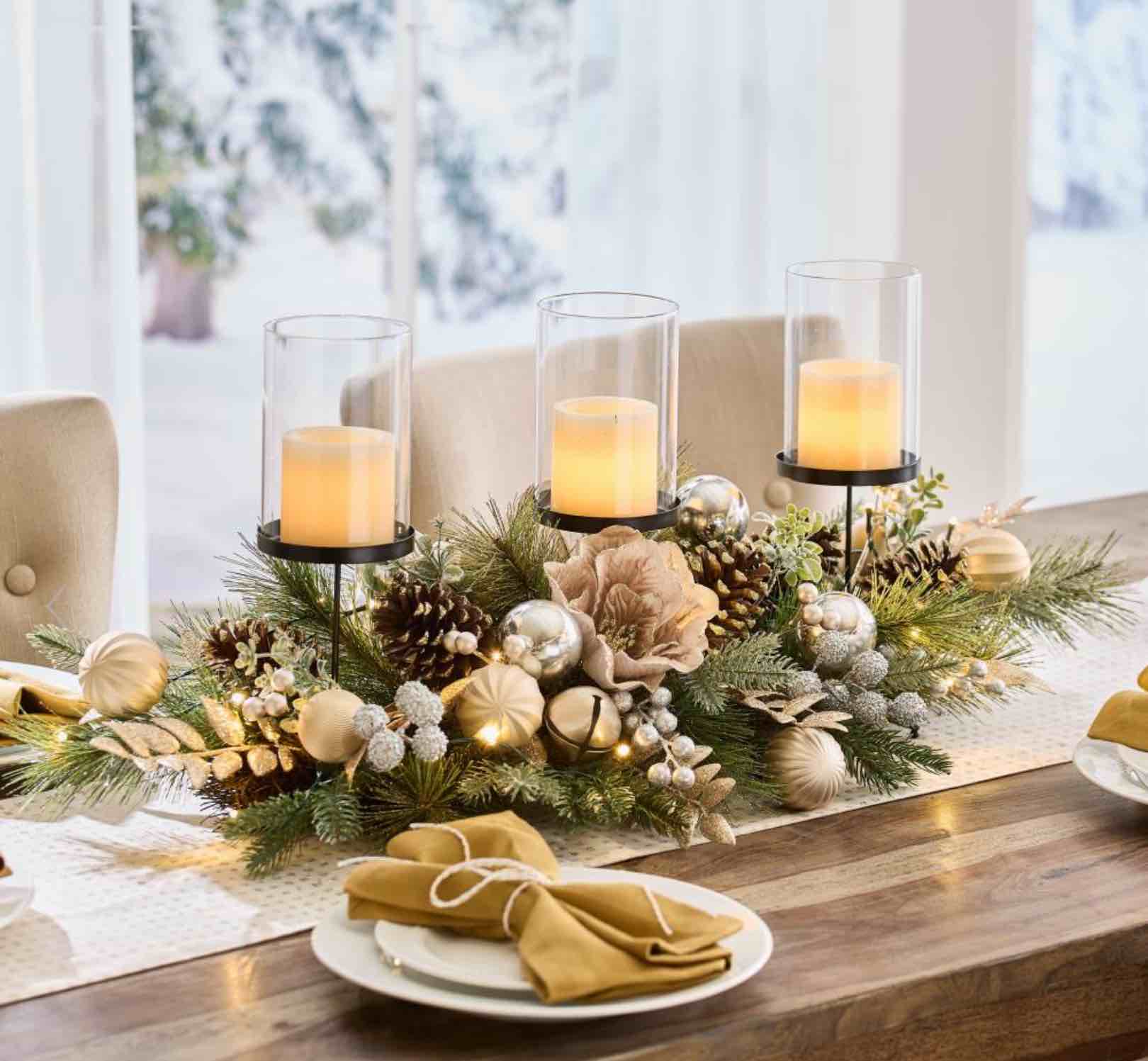 The Prelit Champagne And Silver Centerpiece