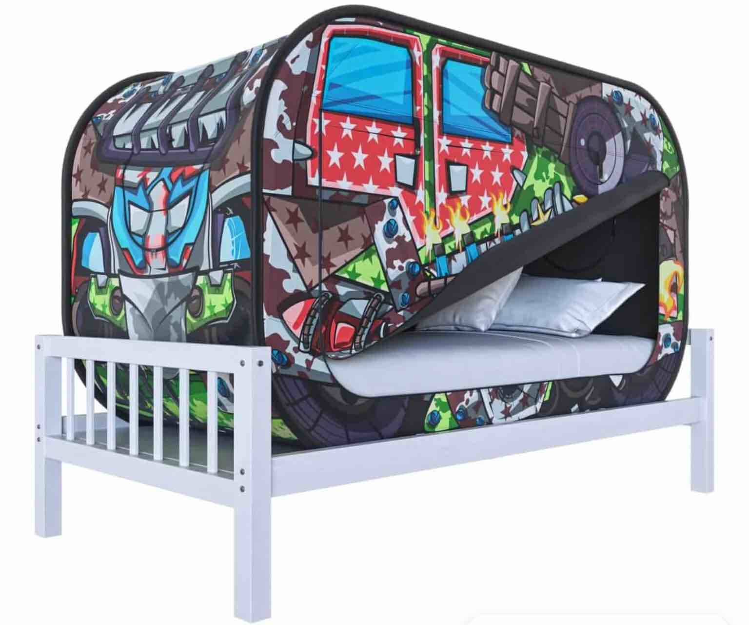 TidyFriend Twin Bed Tent, Pop-Up Privacy Canopy & Tent Beds for Kids and Adults – Cozy, Light Blocking, Breathable Pongee Fabric for Sleep, Play, or Study, Collapsible Design (Black)