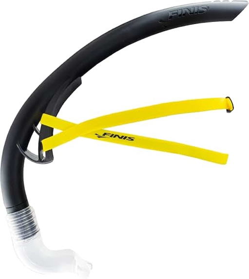 FINIS Stability Swimmer s Snorkel - High-Quality Center-Mount Snorkel Set for Swimming Laps & Training - Snorkel Gear with Adjustable Fit  Dynamic Shape  and Silicone Mouthpiece - Black