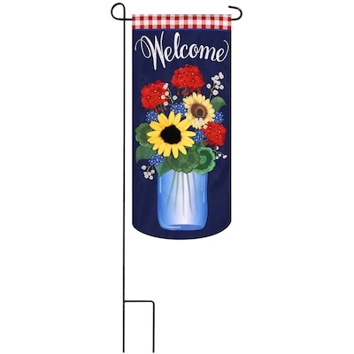 Style Selections 1.04-ft W x 2.33-ft H Floral Embroidered Flag Kit( Different models) pack 3