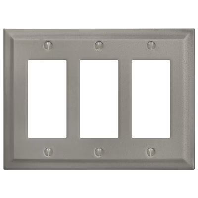 allen + roth Bevel 3 -Gang Standard Size Brushed Nickel Nickel Indoor Decorator Wall Plate Item #4896594 | Model #MWP2907-024L(Pack of 3)