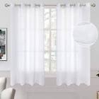 BGment Natural Faux Linen Curtains for Bedroom, Rod Pocket and Back Tab Linen Semi Sheer Drapes Light Filtering Privacy Window Treatments Curtains for Living Room, 2 Panels, 52 x 108 Inch, White