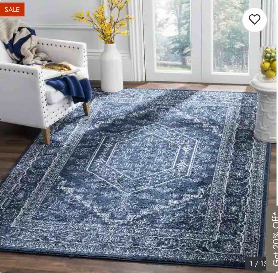 SAFAVIEH Adirondack Cheyenne Rustic Oriental Medallion Rug - 3' x 5' - Navy/Ivory - Rectangle