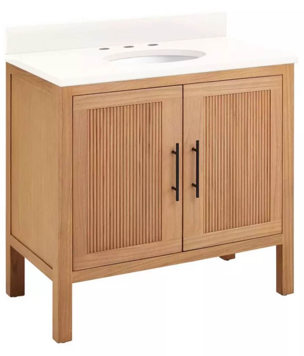 36" Ayanna Vanity with Undermount Sink - Natural Mindi - Arctic White Quartz Widespread