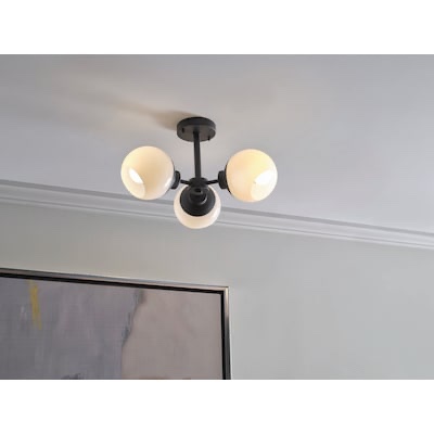 Origin 21 CYPRUS 3 -Light 18-in Matte Black Semi Flush Mount Light
