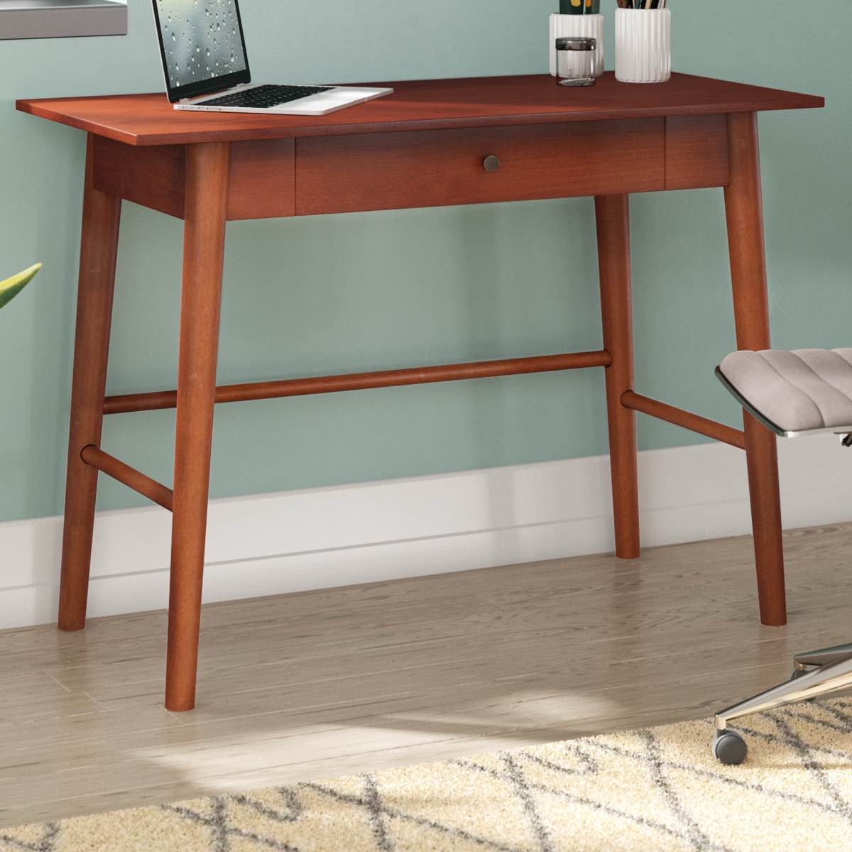 Ailani Wood Midcentury Modern Desk 