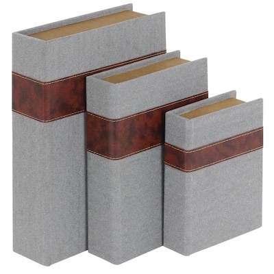 grayson lane 3 -pack gray cotton rustic decorative box