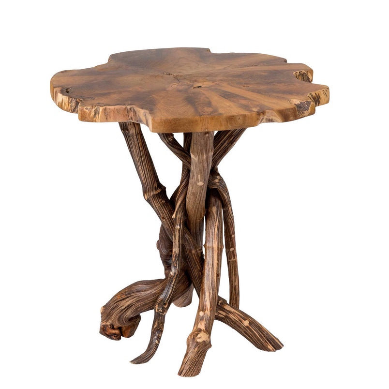 (similar)ROELL TEAK TOP SIDE TABLE WITH NATURAL ROOT BASE