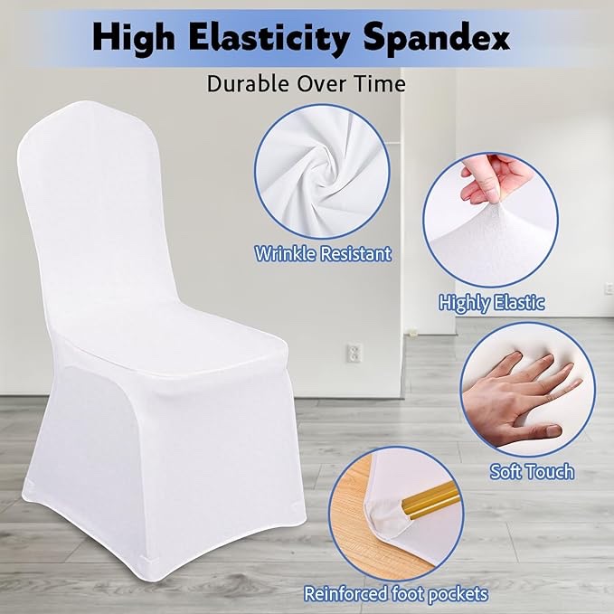 Pcs White Chair Covers for Dining Chairs Stretch Polyester Spandex Chair Covers Slipcovers for Wedding Party Dining Banquet Event Chairs Cover