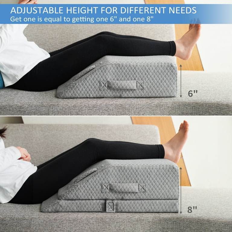 KingPavonini Adjustable Leg Elevation Pillows for Swelling, Cooling Gel Memory Foam Wedge Pillows for after Surgery, Sciatica Back Knee Hip Ankles Pain Relief