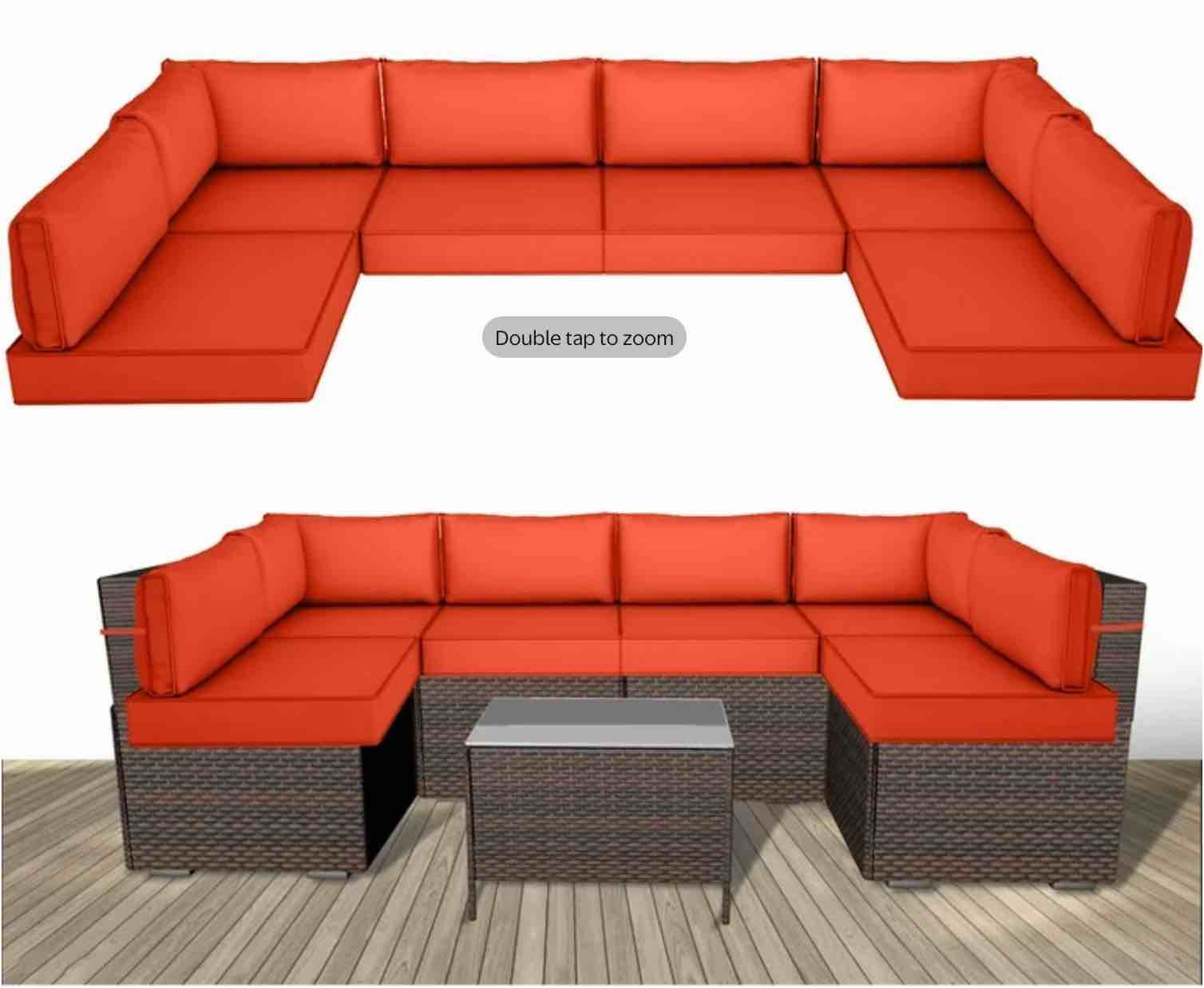 (incomplete)outdoor replacement cushions for patio furniture,14-piece patio water-resistant replacement sofa cushions fits 6-seat sectional rattan conversation set,liner&cover