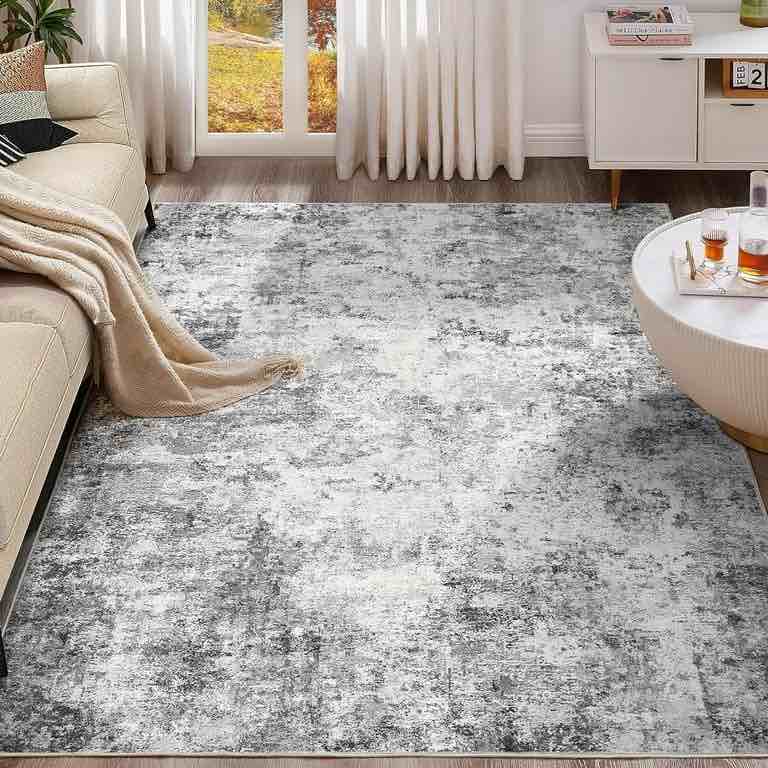 Toyoso 9x12 Area Rug Living Room Rugs - Washable Neutral Modern Abstract Soft Thin Large Rug Indoor Floor No Slip Rug Carpet for Bedroom Under Dining Table Home Office Decor - Grey Clearance