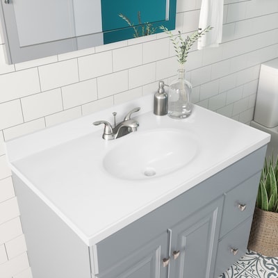 Design House 37-in x 19-in Solid White Cultured Marble Single Sink 4-in Centerset Faucet Mount