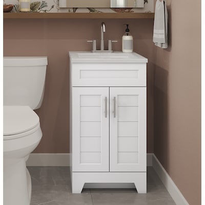 Style Selections Kirkman 18-in True White Single Sink Bathroom Vanity with White Cultured Marble