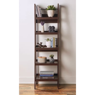 allen + roth Dark walnut Composite 5 -Shelf Ladder Bookcase ( 20.5-in W x 72-in H x 18-in D )