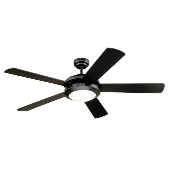 Comet LED 52 in. LED Matte Black Ceiling Fan with Light Fixture