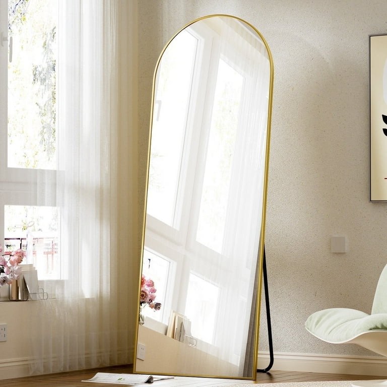 BEAUTYPEAK Arched Full Length Floor Mirror Full Body Standing Mirror,Gold