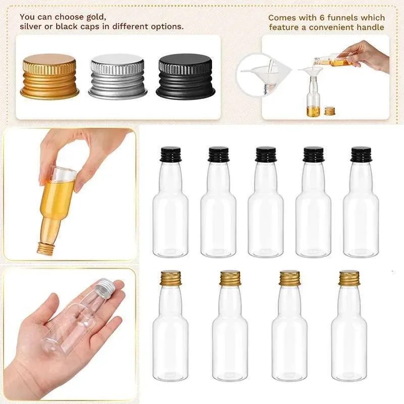 wholesale 50Pcs 30Ml-150Ml Plastic Mini Liquor Bottles Empty Portable Reusable Drink Container For DIY Juice Wine Alcohol