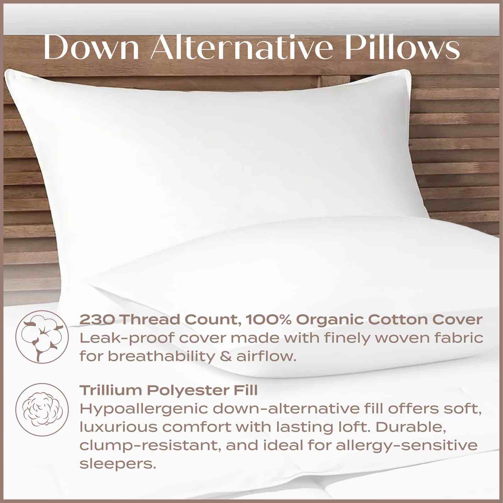 Down Alternative Organic Cotton Cover Pillow