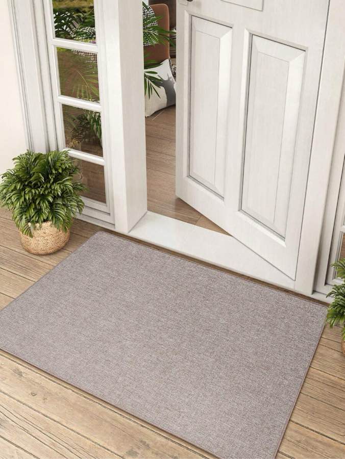 1PC- Front Door Mat, Woven Non-Slip Rubber Backing Modern Outdoor Rug, Low Profile Absorbent Dirt Trapper