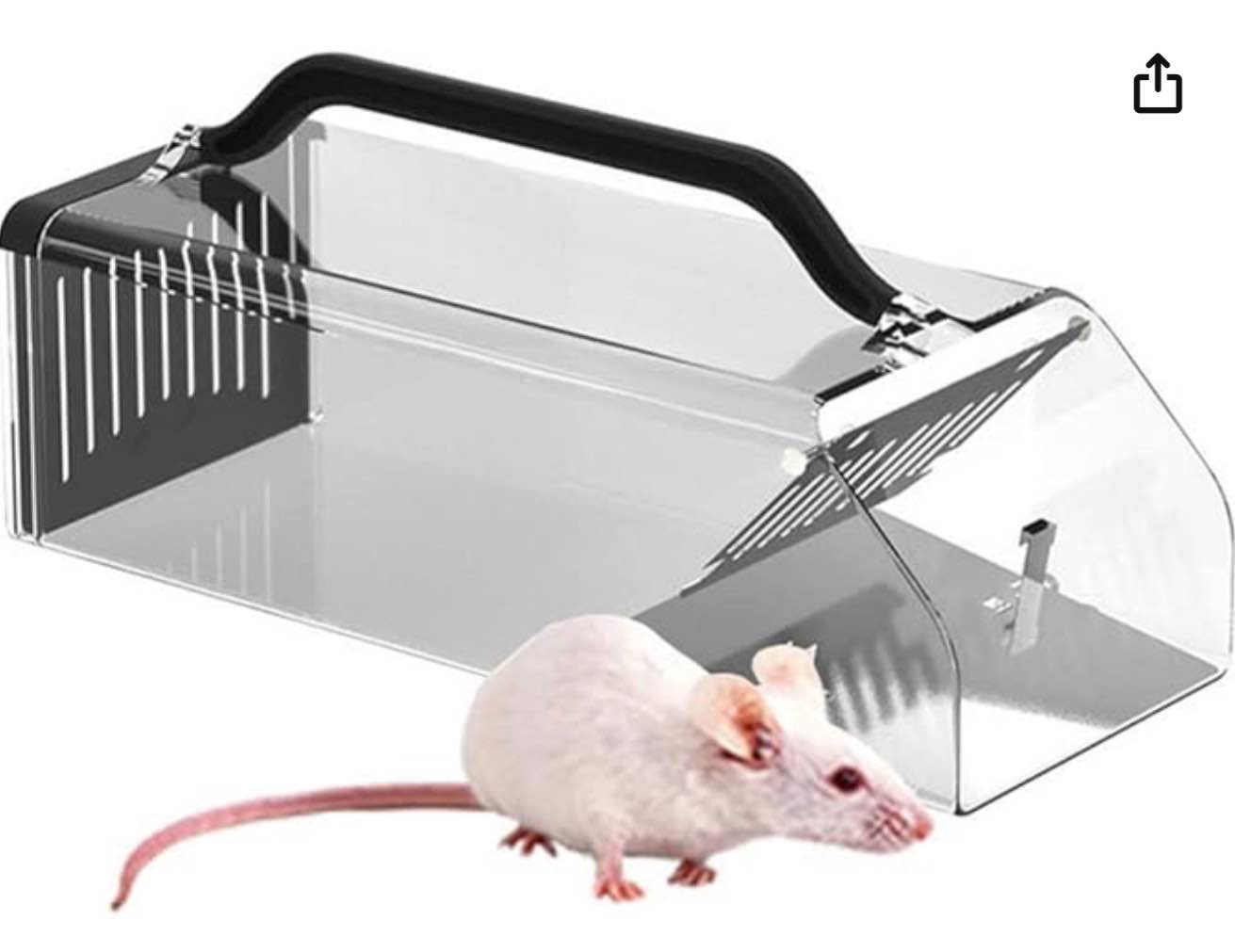 2025 Humane Mouse Trap Indoor,Animal Humane Live Cage Trap,Sensitive Pedal Trigger,Extended Transpar