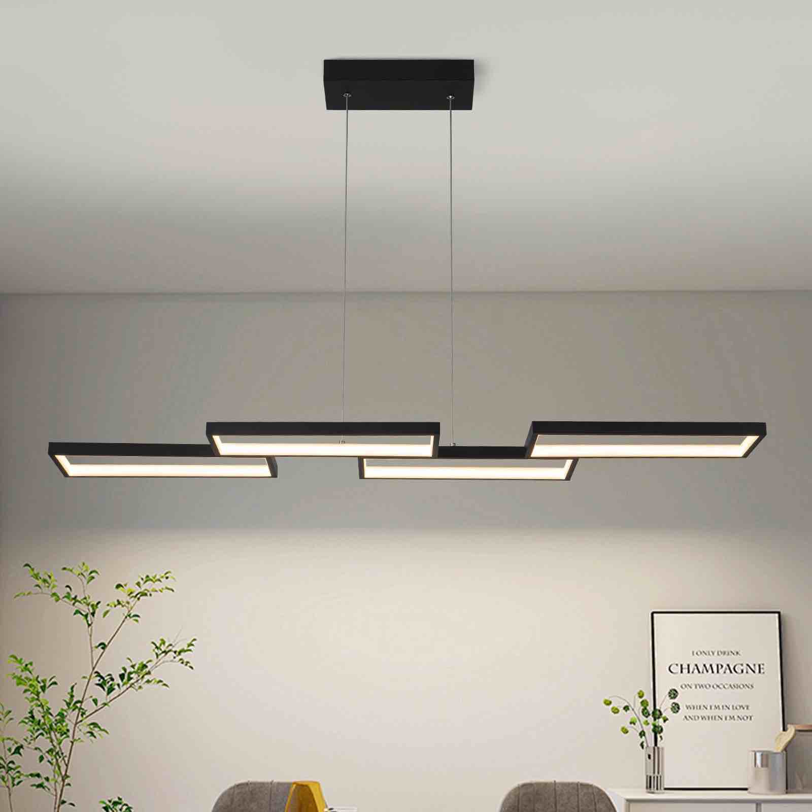 4-light Rectangle Loop Dimmable Led Pendant
