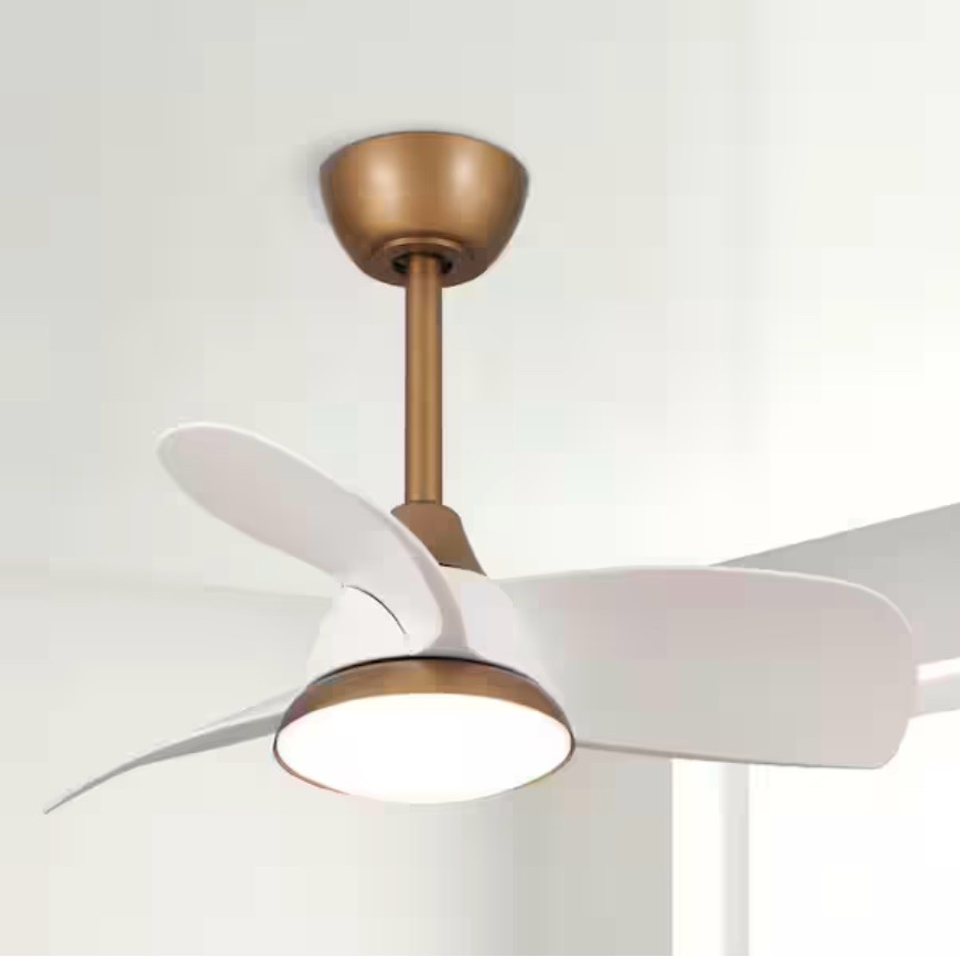28 in. Integrated LED Brass Gold Ceiling Fan with Light and Remote Control