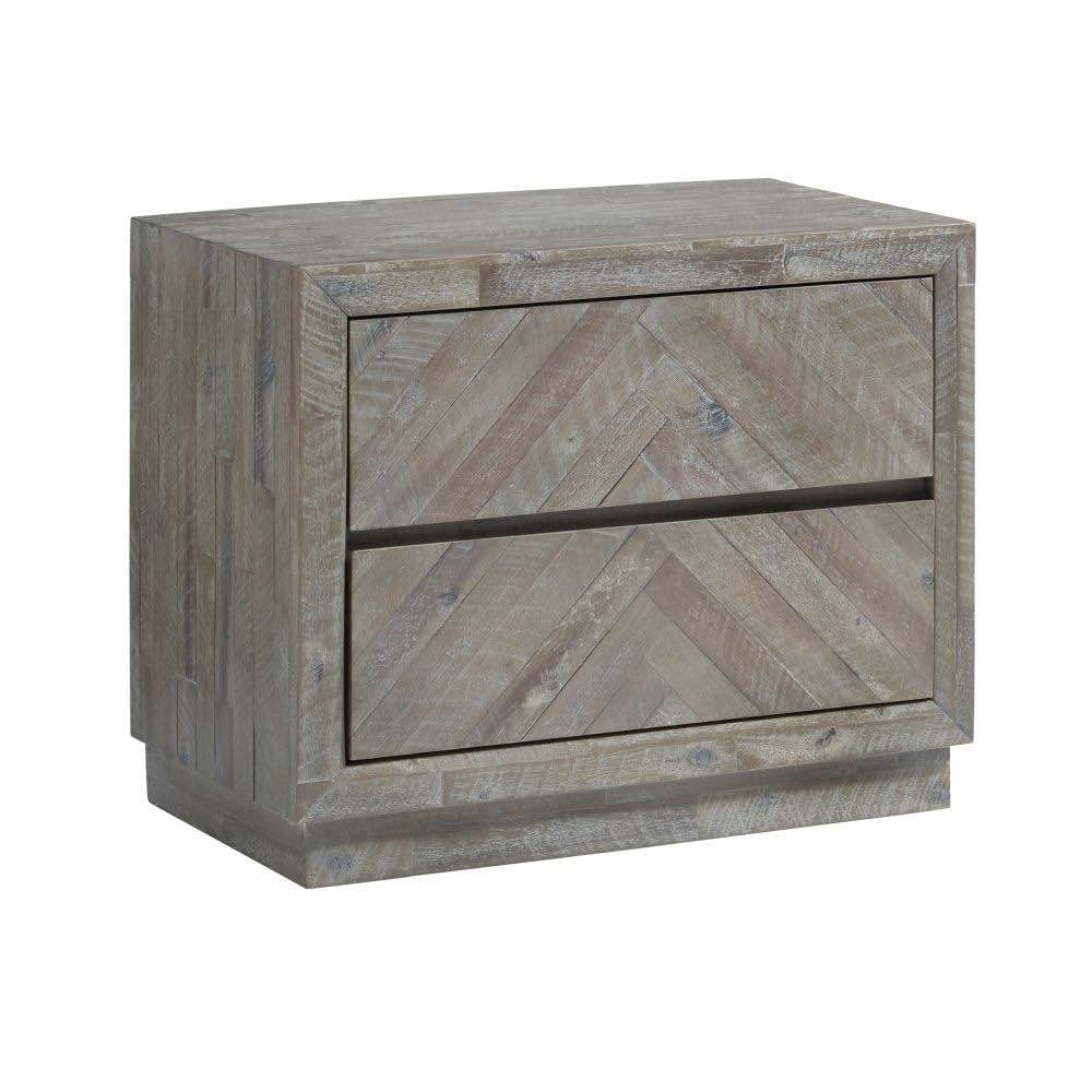 Modus Bedroom Herringbone Solid Wood Two Drawer Nightstand In Rustic 