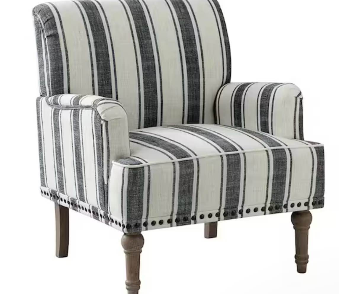 Imperia Blue Armchair with Turned Legs and Nailhead Trim