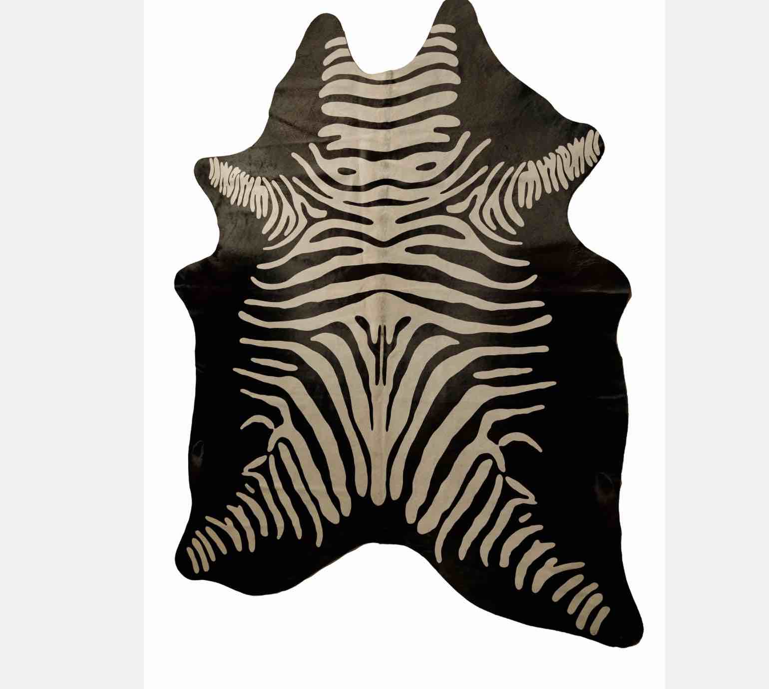 used )) Natural Togo Cowhide Rug | Zebra off/wht on black