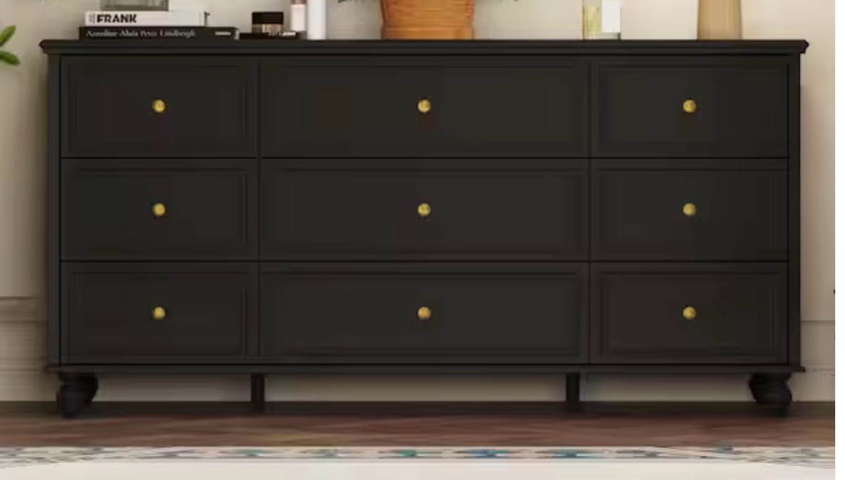 Black Wooden . D Dresser, Modern European Style