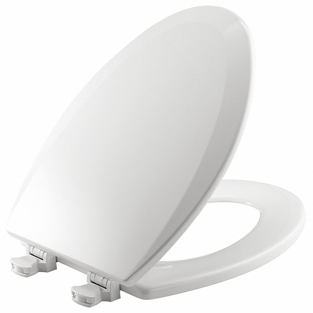 Toilet Seat: Closed, Cover Included, Plastic, External Check, 2 in Seat Ht, White