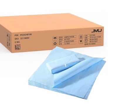 JMU Autoclave CSR Sterilization Wrap 20" x 20", Steam & EO Sterilization, 2.12 oz Non-Sterile Blue Pads