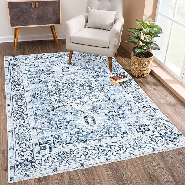 Denya Oriental Blue Area Rug 6x6x 9