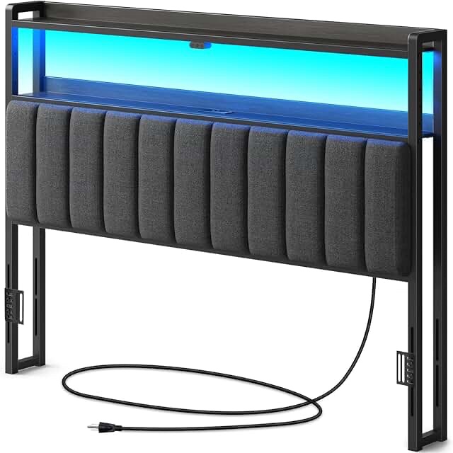 Ableton Heavy-Duty Anti-Sway 18-inch Steel Tube Iron Bed with Headboard Under the Bed for Storage