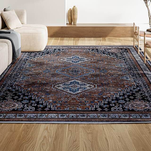 Hareld Geometric Navy/Brown/Gray Area Rug