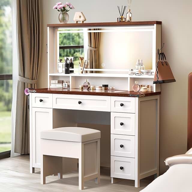 Grube Kids Pretend Makeup Vanity Table & Stool