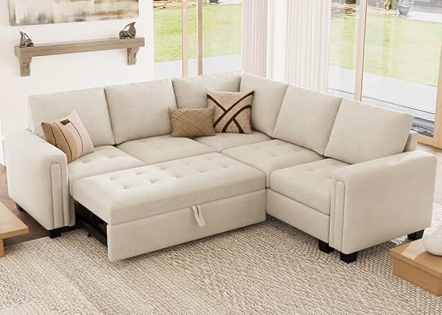 Lovis 104”W Upholstered Oversized Sectional Sofa, 2 In 1 Pull Out Couch,Sofa Bed
