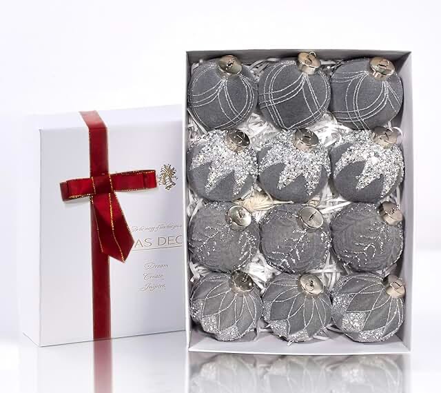 Grey Ball Glitter Designs Ornament