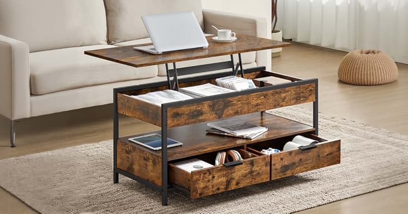Coffee Table with Storage Metal Legs