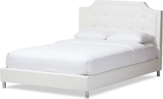 Wholesale Interiors BBT6433-Gray-King-CTN2 Baxton Studio Carlotta White Modern Bed with Upholstered Headboard - Queen Size