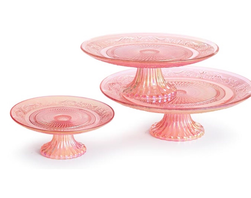 burton+BURTON Pink Iridescent Cake Plate Set