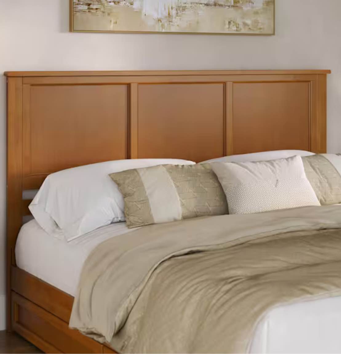 Madison Light Toffee Natural Bronze King Solid Wood Panel Headboard with Attachable Charger  (Incomplete, Only 1 Box )