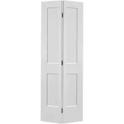 White Primed Smooth Solid Wood Core 2-Panel Bifold Door  (30”X”80)