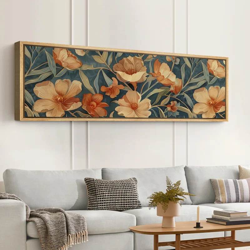 Abstract Botanical Floral Elegance Vintage Botanical Framed On Canvas Print