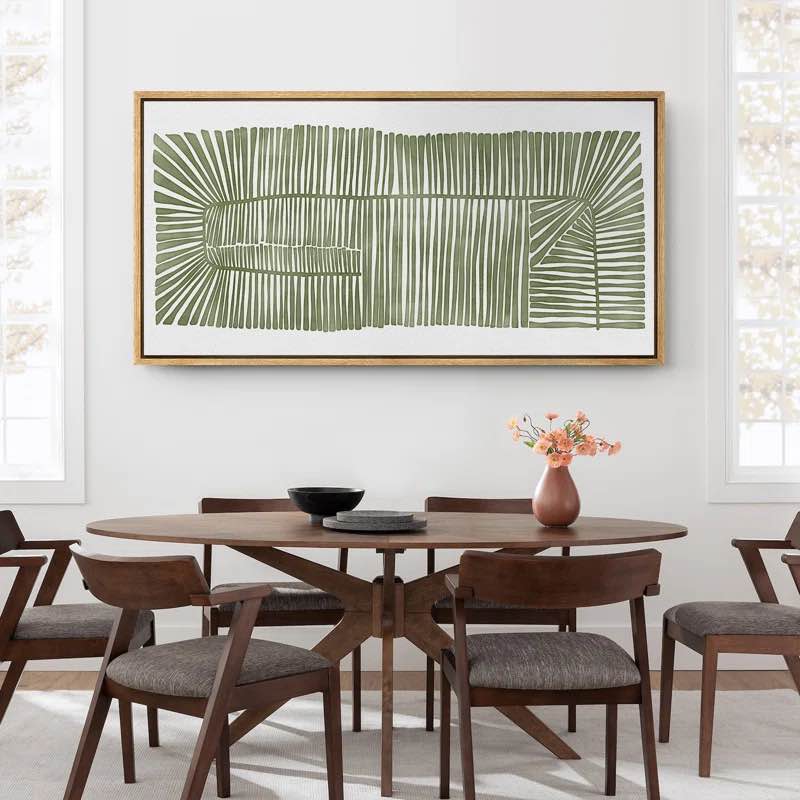 Abstract Green Botanical Simple Minimalist Extra Large Framed Wall Art Oversized Canvas Print