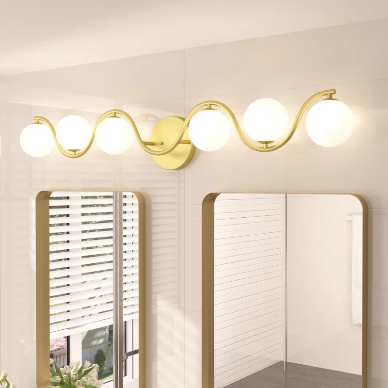 Damara 6 - Light Gold Steel Dimmable Wavy Vanity Light