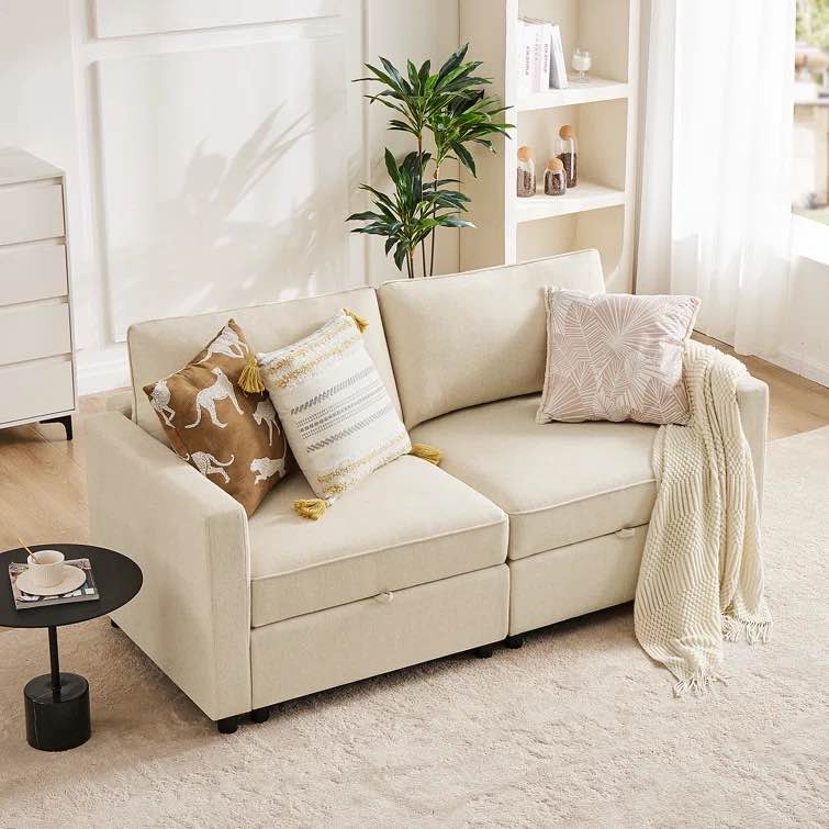 Twanna 67.6'' Square Arm Modular 2 Seat Loveseat with Under Seat Storage (Incomplete, Back Only)