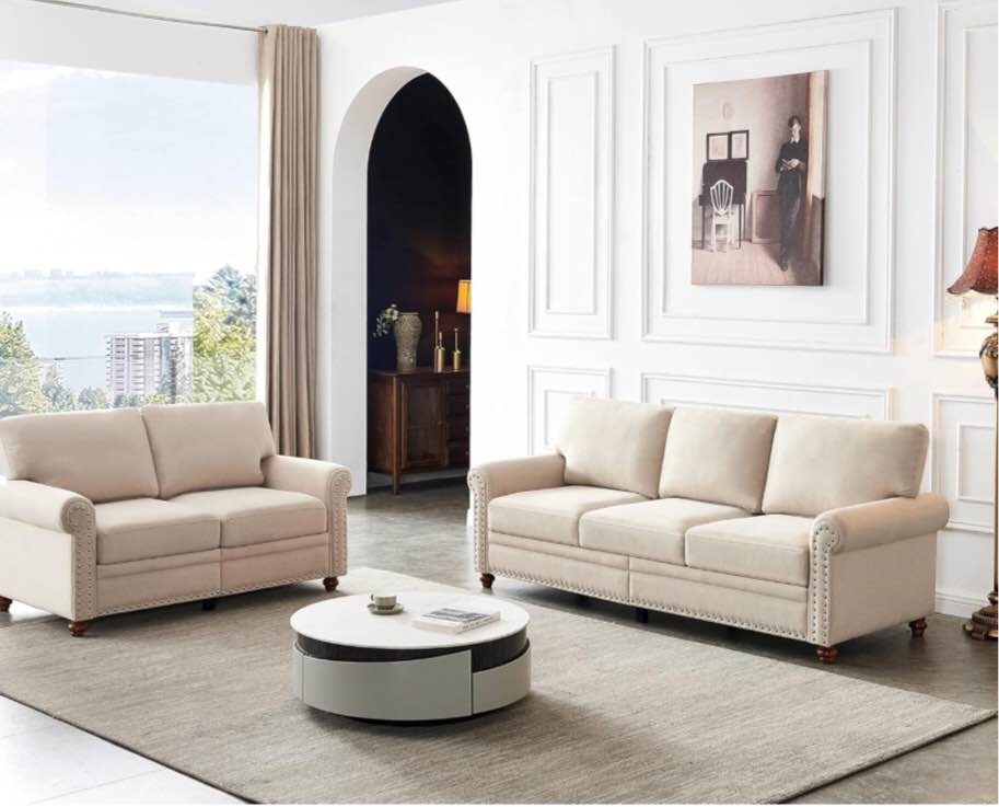 2 Piece Living Room Set Upholstery Color: Cream (Incomplete Box 1/2 )